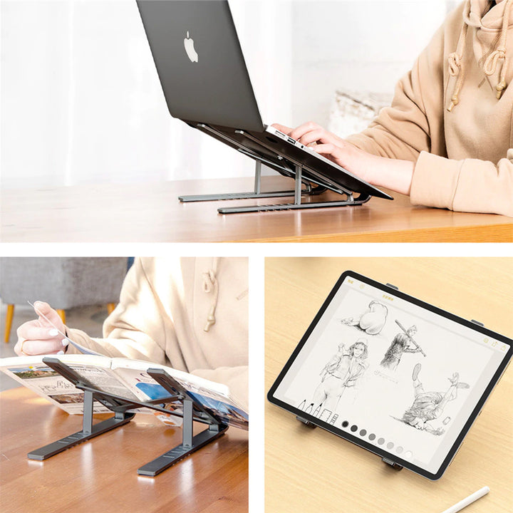 Supporto per Tablet Regolabile Stand Pieghevole in Alluminio per PC Portatile Laptop MacBook iPad - HQtecno