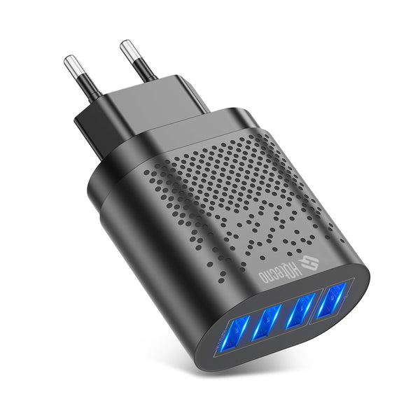 Caricabatterie 4 porte USB 48W Quick Charge 3.0 per Cellulare Caricatore LED a Ricarica Rapida - HQtecno