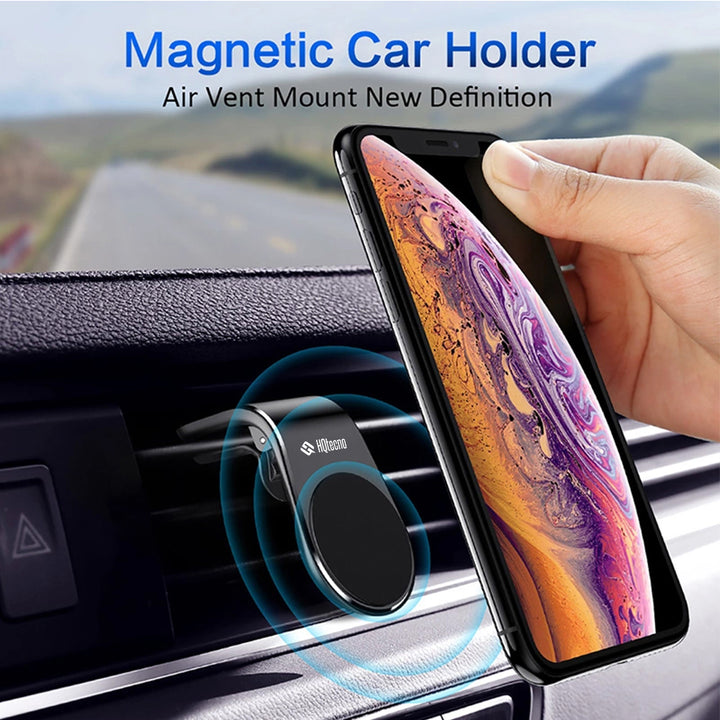 Supporto Magnetico Auto porta Cellulare Telefono in Metallo L-Shape per Presa d'Aria Auto - HQtecno
