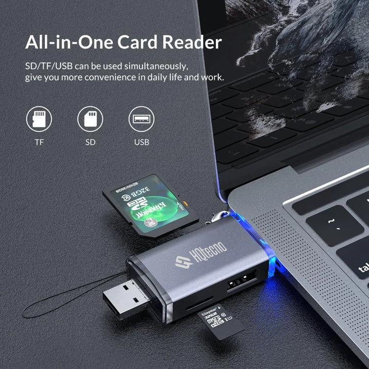 Lettore di Schede USB 3.0 Card Reader Type-C Micro USB Adattatore OTG 6 in 1 SD/Micro SD TF - HQtecno