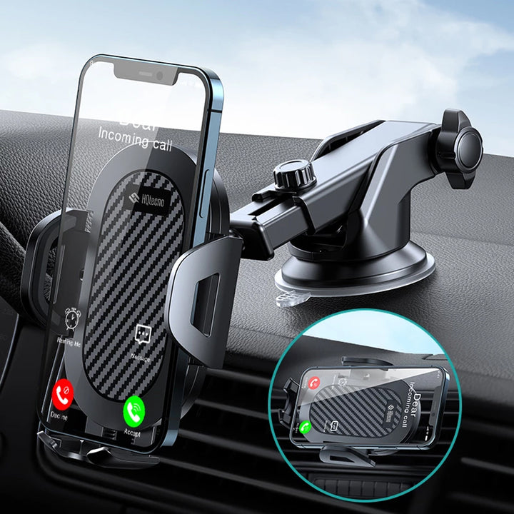Supporto Auto Smartphone 2 in 1 Ventosa e Braccio Estensibile per Cruscotto/Parabrezza/Presa d'Aria - HQtecno