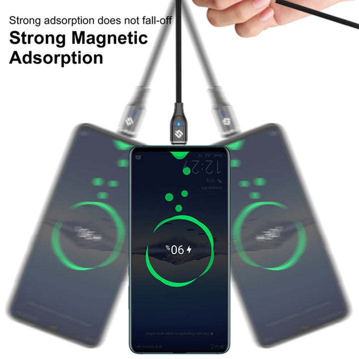 Cavo Magnetico a LED 3A Ricarica Rapida QC3.0 per Cellulare Type-C / Micro USB / iPhone (1m 2m) - HQtecno