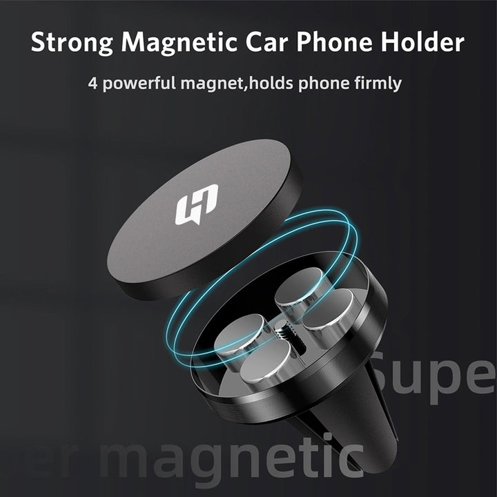 Supporto Magnetico Auto porta Cellulare Smartphone in Alluminio R-Shape per Presa d'Aria Auto - HQtecno