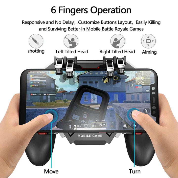 Controller 6 dita L1R1 L2R2 con Ventola e Powerbank 4000mah Gamepad per Giochi Cellulare Android/iOS - HQtecno