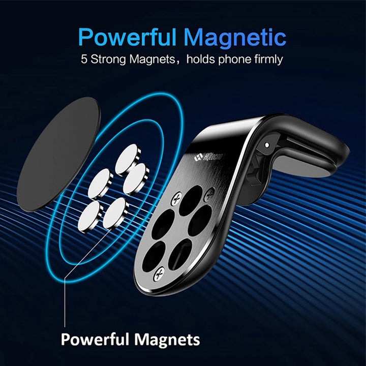 Supporto Magnetico Auto porta Cellulare Telefono in Metallo L-Shape per Presa d'Aria Auto - HQtecno