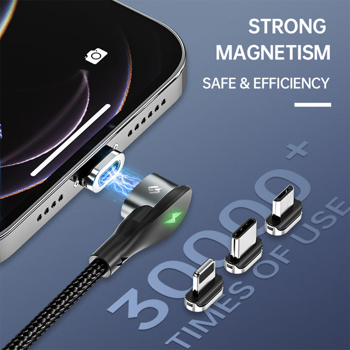 Cavo Dati Magnetico USB Angolo 90 Gradi QC3.0 Ricarica Rapida 3A Type-C / Micro-USB / iPhone (1m 2m) - HQtecno