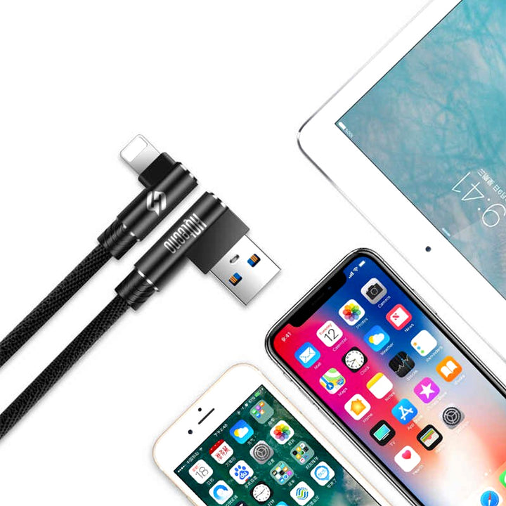 Cavo USB Lightning 8 Pin 90 Gradi Ricarica e Trasferimento Dati per Apple iPhone (2m) - HQtecno