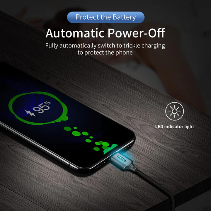 Cavo USB 3A Spegnimento Automatico Protezione di Ricarica Intelligente Type-C micro Lightning iPhone - HQtecno