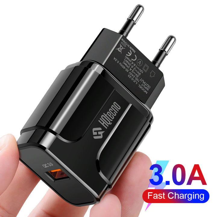 Caricabatterie USB Quick Charge 3.0 per Cellulare 18W da Muro Caricatore a Ricarica Rapida 3A - HQtecno